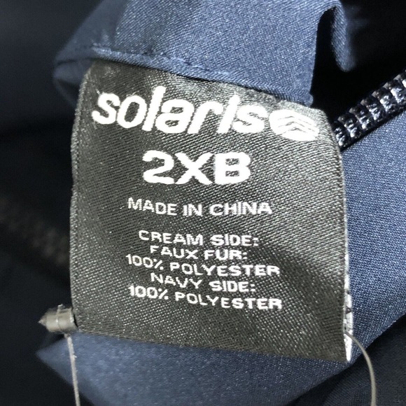 Solaris Vest 2XB Big Man Reversible Navy Cream Multi-Climate Sherpa Full Zip - Picture 5 of 14